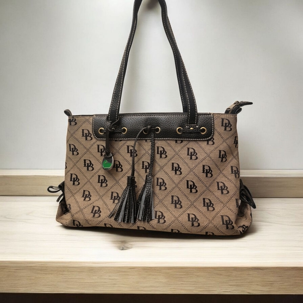 Dooney & Bourke Black and Tan Shoulder Bag